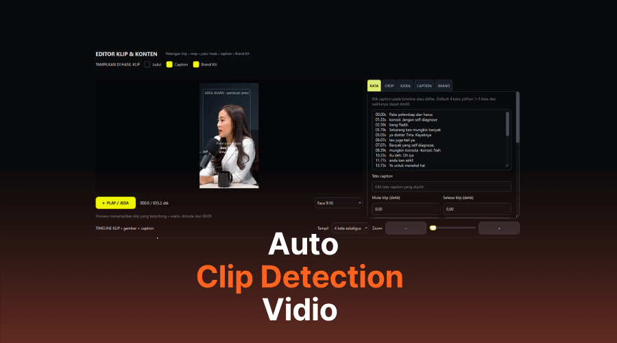 Screenshot asli AI Clip Studio: tampilan Auto Clip Detection