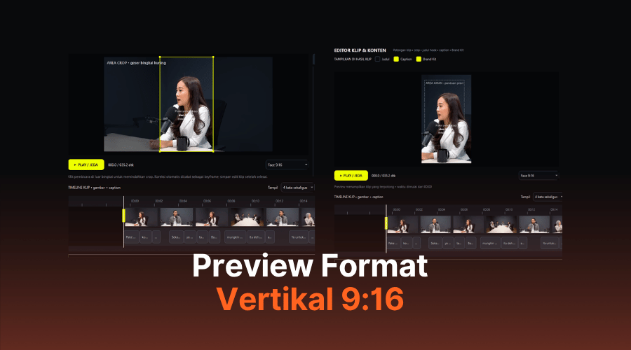 Screenshot asli AI Clip Studio — Preview Video Vertikal